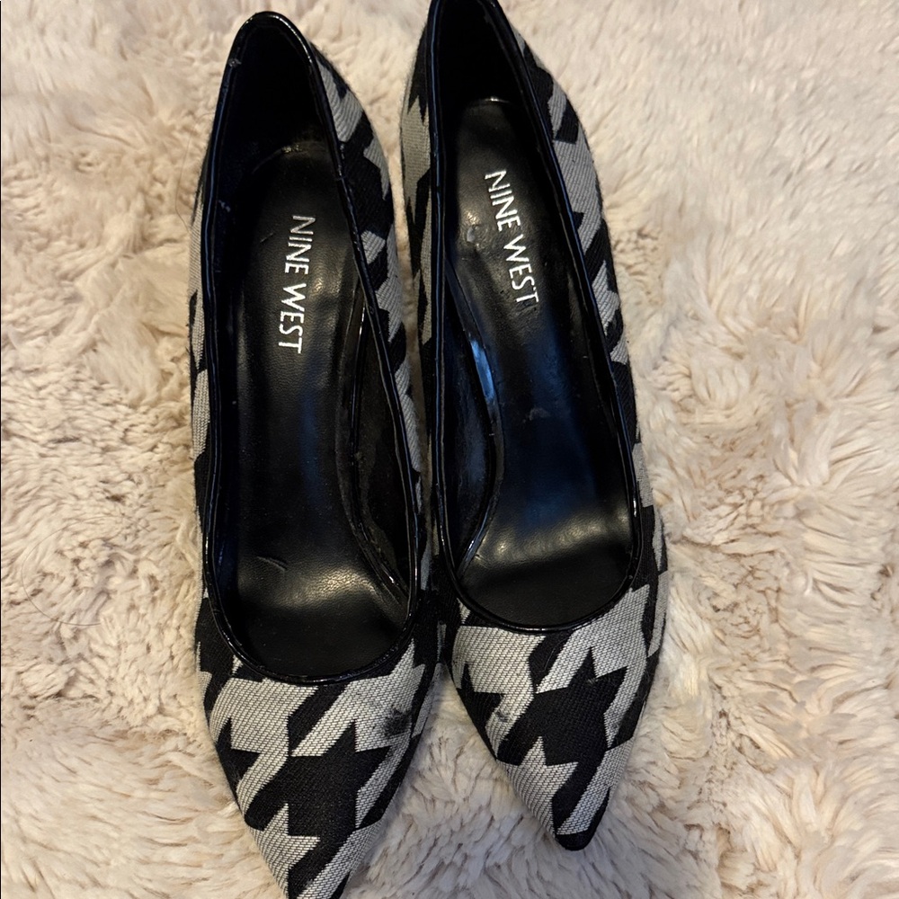 Nine West Houndstooth Heels in Black and White